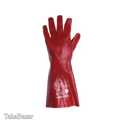 دستکش ضد اسید بلند برند پوشا قرمز